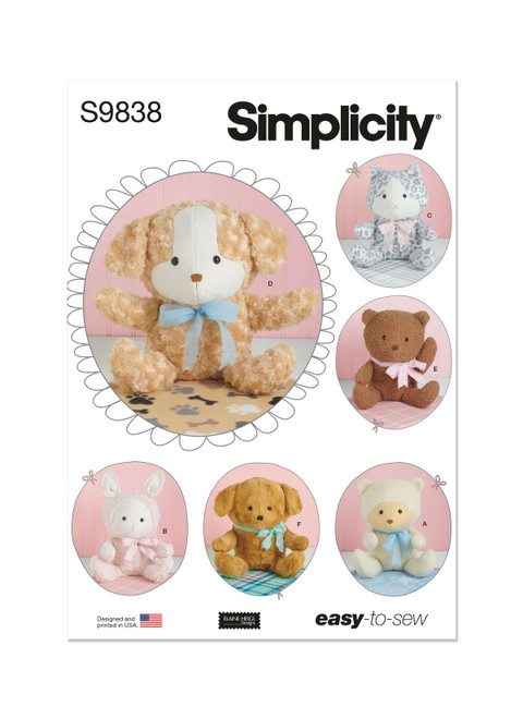 Simplicity Sewing Pattern Plush Animals and Blanket by Elaine Heigl Designs - S9838 - Size - One Size (D)