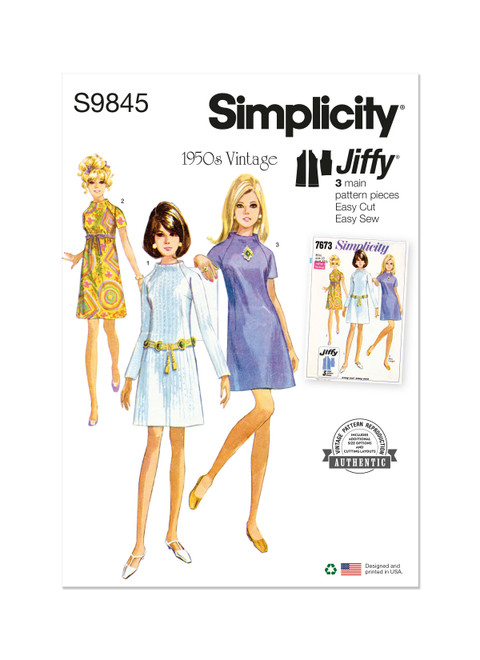 Simplicity Sewing Pattern 1960s Misses' Dress in Two Lengths - S9845 - 8-16 or 18-26 (D)