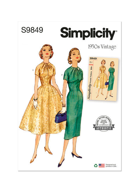 Simplicity Sewing Pattern 1950s Misses' Dress with Skirt Variations - S9849 - 6-14 or 16-24 (D)