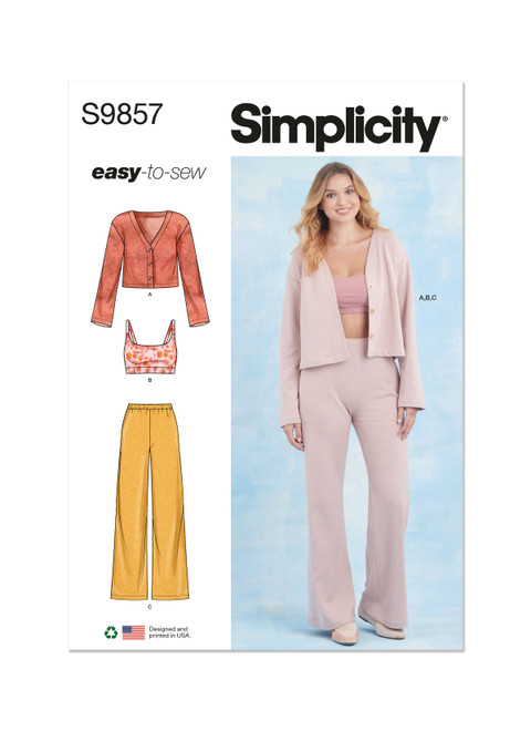 Simplicity Sewing Pattern Misses' Knit Loungewear - S9857 - Size - XS-XXL (U)