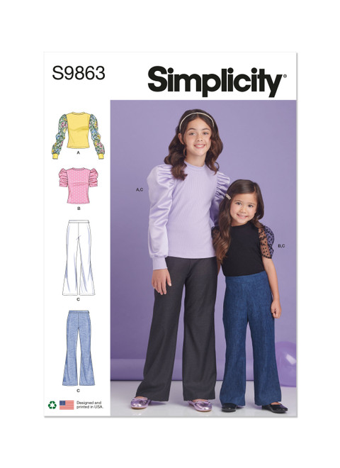 Simplicity Sewing Pattern Children's and Girls' Top and Pants - S9863 - 3-6 or 7-14 (K)
