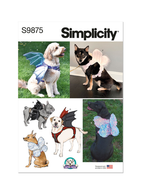 Simplicity Sewing Pattern Dog Harness with Wings by Carla Reiss Design - S9875 - Size - S,M,L (D)