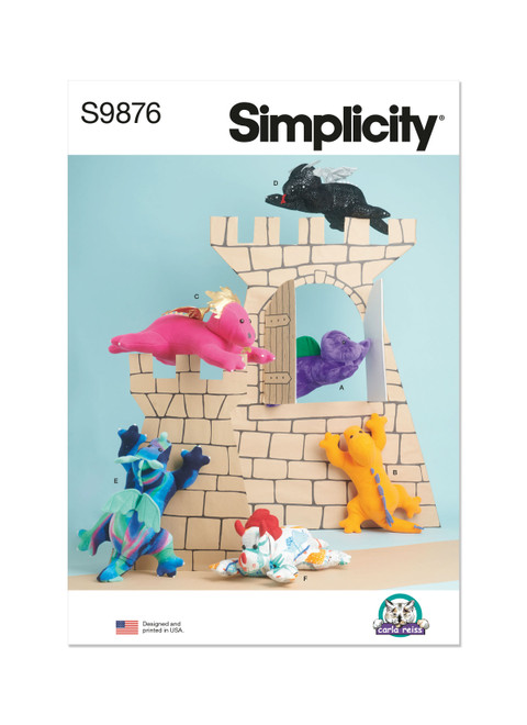 Simplicity Sewing Pattern Plush Dinosaurs and Dragons by Carla Reiss Design - S9876 - Size - One Size (D)