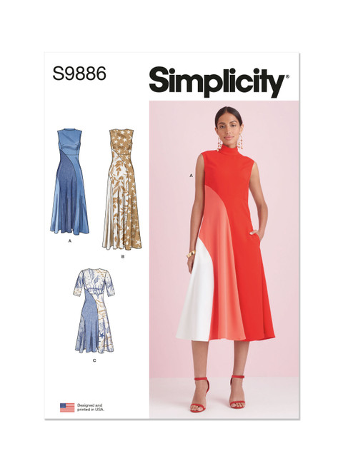 Simplicity Sewing Pattern Misses' Dress with Length Variations- S9886 - 4-12 or 12-20 (A,L,N)