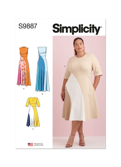 Simplicity Sewing Pattern Women's Dress with Length Variations - S9887 - 20w-28w or 30w-38w (A,L,N)