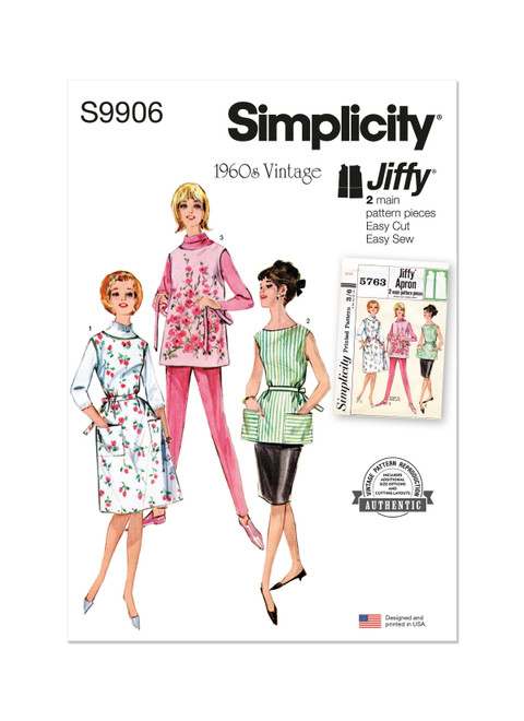 Simplicity Sewing Pattern 1960s Misses' Apron in Two Lengths - S9906 - Size - XS-XXL (D)