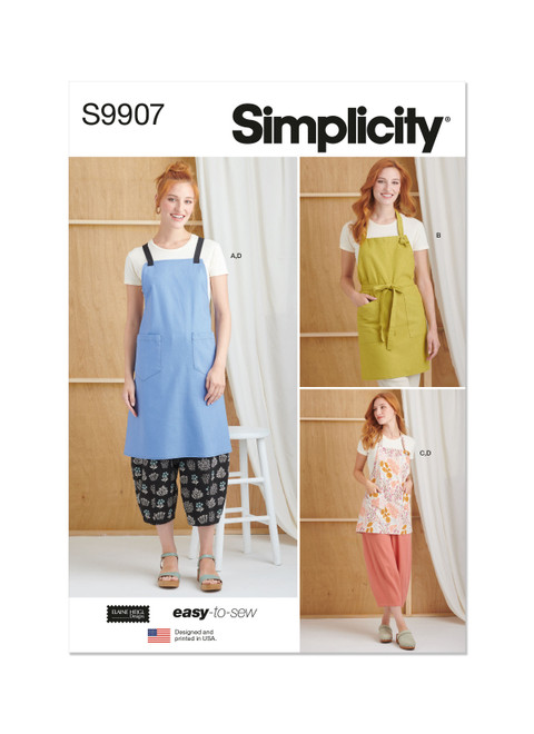 Simplicity Sewing Pattern Misses' Aprons and Pants By Elaine Heigl Designs - S9907 - Size - XS-XXL (D)