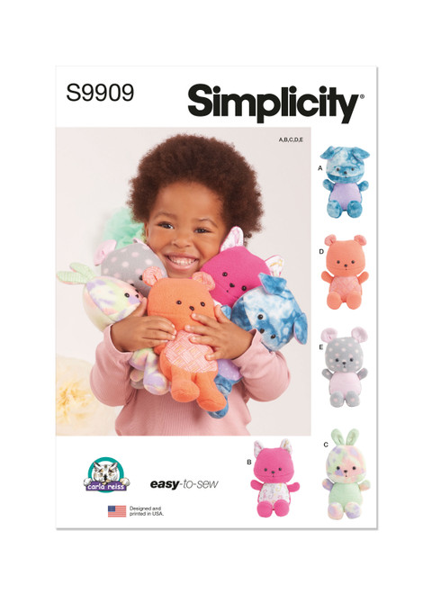 Simplicity Sewing Pattern Plush Animals By Carla Reiss Design - S9909 - Size - One Size (D)