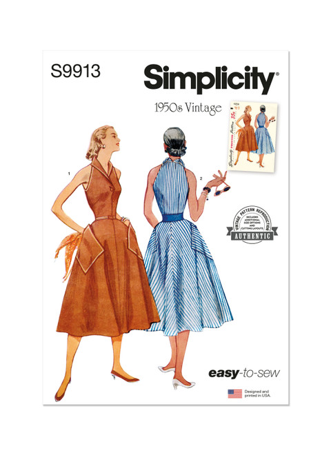 Simplicity Sewing Pattern 1950s Misses' Dress - S9913 - 6-14 or 16-24 (D)