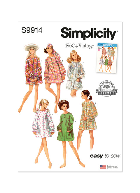 Simplicity Sewing Pattern 1960s Misses' Beach Cover-Up and Robe - S9914 - Size - S,M,L (D)