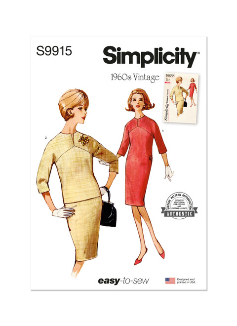 Simplicity Sewing Pattern 1960s Misses' Dresses - S9915 - 8-16 or 18-26 (D)