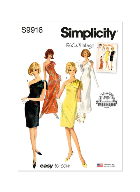 Simplicity Sewing Pattern 1960s Misses' Dress in Two Lengths - S9916 - 6-14 or 16-24 (D)