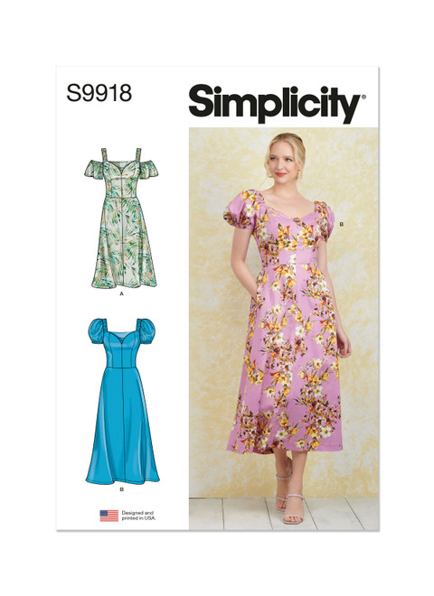 Simplicity Sewing Pattern Misses' Dress with Sleeve and Length Variations- S9918 - 4-12 or 12-20 (A,L,N)