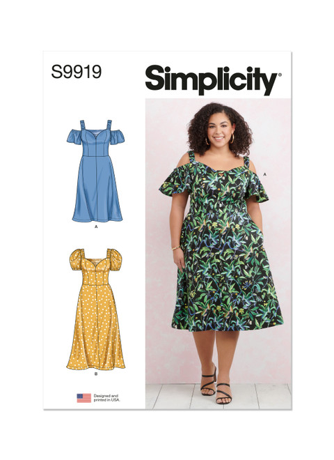 Simplicity Sewing Pattern Women's Dress with Sleeve and Length Variations- S9919 - 20w-28w or 30w-38w (A,L,N)