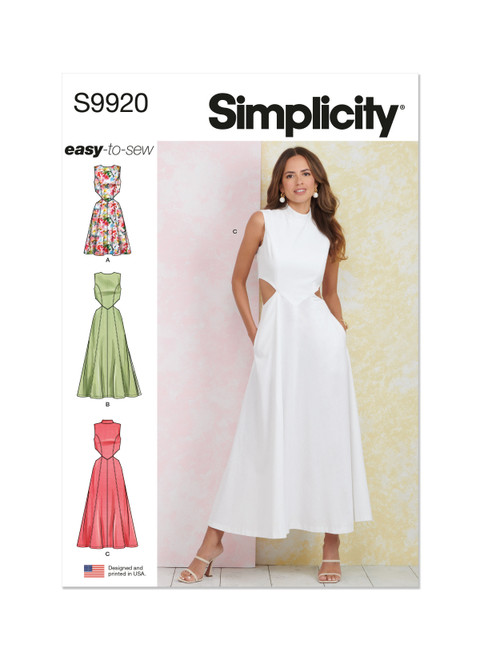 Simplicity Sewing Pattern Misses' Dress with Neckline and Length Variations- S9920 - 6-14 or 16-24 (A,L,N)