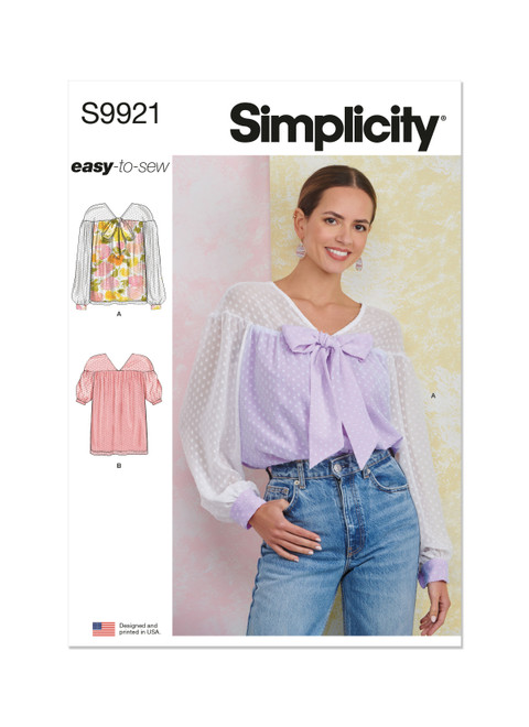 Simplicity Sewing Pattern Misses' Top with Sleeve Variations - S9921 - 8-16 or 18-26 (U)