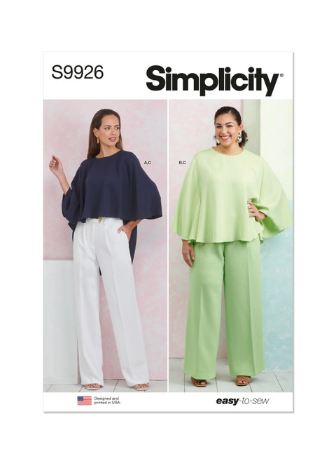 Simplicity Sewing Pattern Misses' and Women's Tops and Pants - S9926 - 10-18 or 20w-28w (A,L,N)