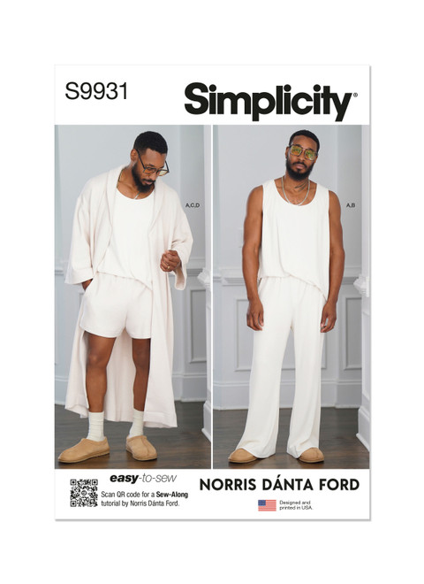 Simplicity Sewing Pattern Men's Robe, Knit Tank Top, Pants and Shorts by Norris Danta Ford - S9931 - Size - S-XL (D)