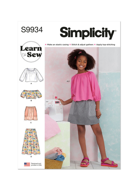 Simplicity Sewing Pattern Girls' Tops and Skirts - S9934 - Size - 7-14 (K)