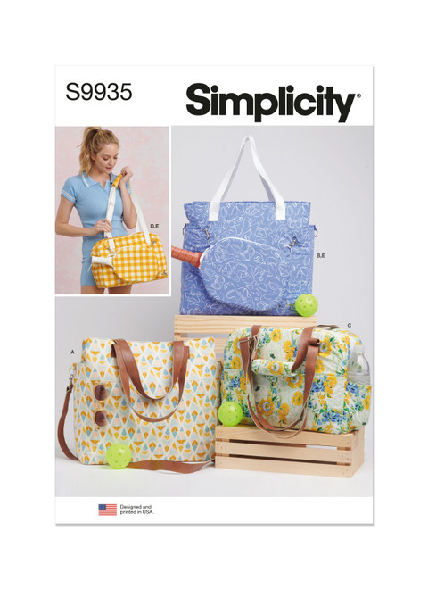 Simplicity Sewing Pattern Totes and Pickleball Paddle Cover - S9935 - Size - One Size (U)