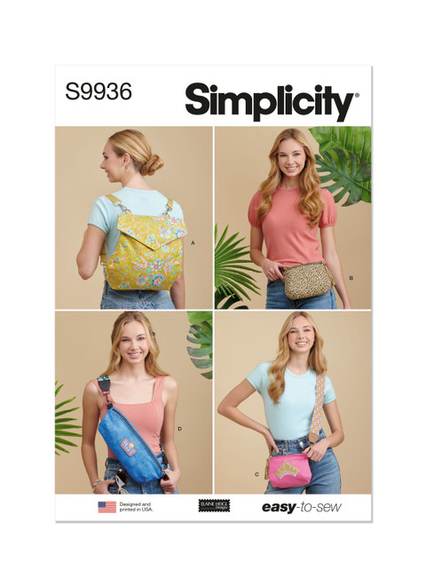 Simplicity Sewing Pattern Backpack, Bags and Purse by Elaine Heigl Designs - S9936 - Size - One Size (D)