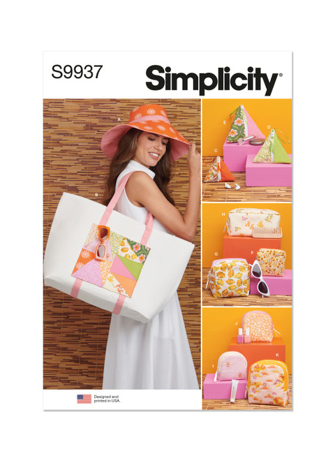 Simplicity Sewing Pattern Hat, Tote Bag and Zipper Cases - S9937 - Size - All (U)