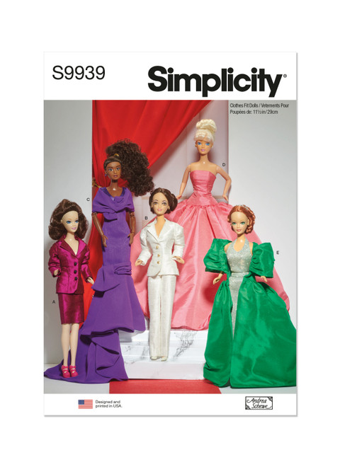 Simplicity Sewing Pattern 11 1/2? Fashion Doll Clothes by Andrea Schewe Designs - S9939 - Size - One Size (D)