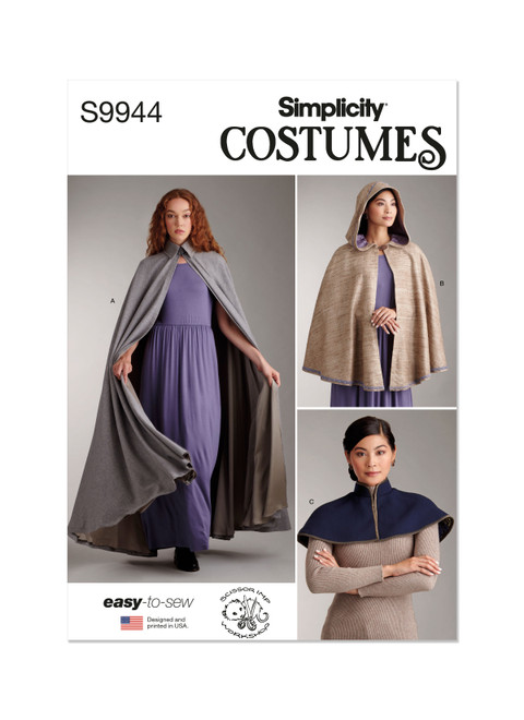 Simplicity Sewing Pattern Misses' Capelet and Cape in Two Lengths by Scissor IMP Workshop - S9944 - Size - XS-XL (D)
