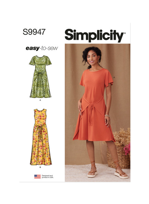 Simplicity Sewing Pattern Misses' Knit Dress with Sleeve and Length Variations - S9947 - 4-12 or 12-20 (A,L,N)