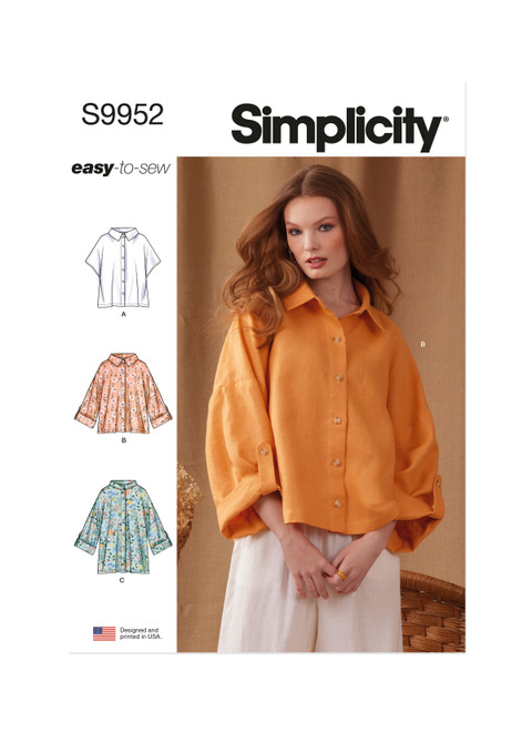 Simplicity Sewing Pattern Misses' Shirts - S9952 - Size - S-XXL (U)