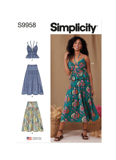 Simplicity Sewing Pattern Misses' Top and Skirt - S9958 - 8-16 or 18-26 (A,L,N)