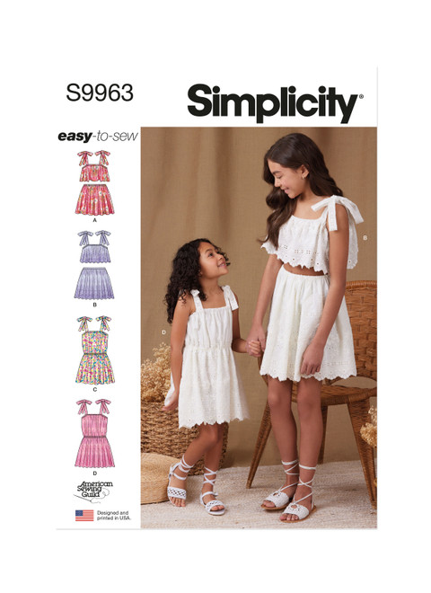 Simplicity Sewing Pattern Children's and Girls Tops, Skirts, and Dresses - S9963 - 3-6 or 7-14 (K)