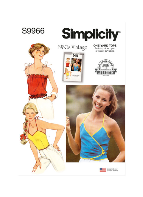 Simplicity Sewing Pattern 1980s Misses' Tops - S9966 - Size - 6-16 (D)