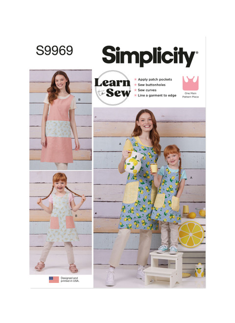 Simplicity Sewing Pattern Children's and Misses' Reversible Aprons - S9969 - Size - S-L (U)