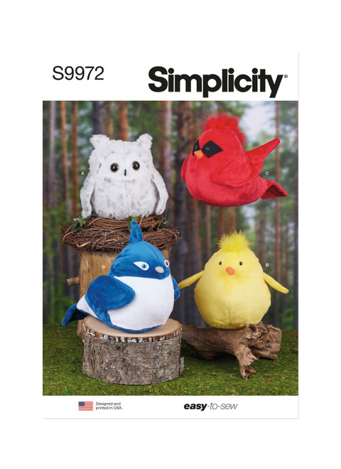 Simplicity Sewing Pattern Plush Birds - S9972 - Size - One Size (U)