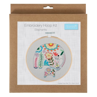 Embroidery Kit with Hoop: Elephants - TCK053