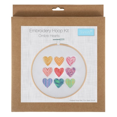 Embroidery Kit with Hoop: Ombre Hearts  - TCK055