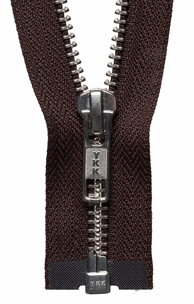 Nickel Free Metal Open End Zip - 570 Brown - (Grey Tag)