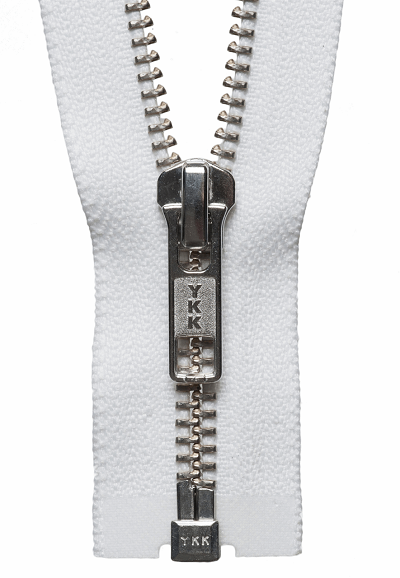 Nickel Free Metal Open End Zip - 501 White - (Grey Tag)