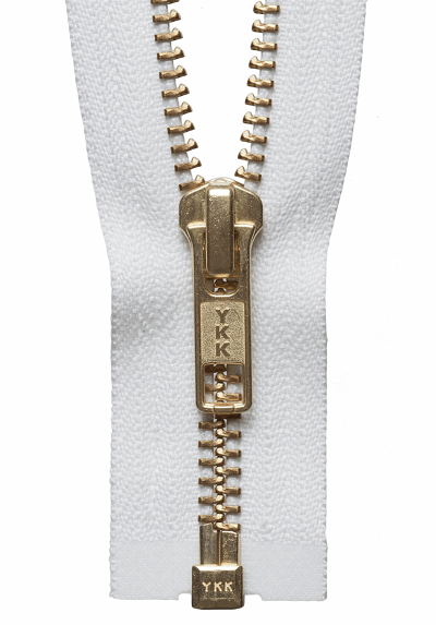 Brass Metal Open End Zip - 501 White - (Gold Tag)