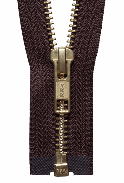 Brass Metal Open End Zip - 570 Brown - (Gold Tag)