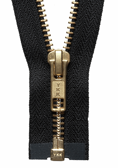Brass Metal Open End Zip - 580 Black - (Gold Tag)