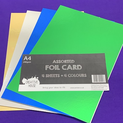 A4 240gsm FOIL CARD ASSORTED 4 SHEETS
