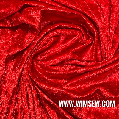 100% Polyester Crushed Velvet - Red - E3red