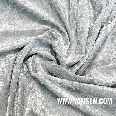 100% Polyester Crushed Velvet - Silver - E3sil