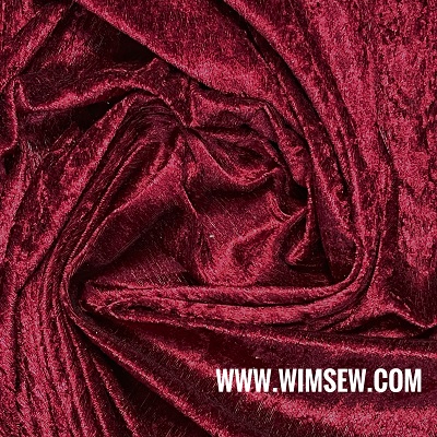 100% Polyester Crushed Velvet - Wine - E3wine