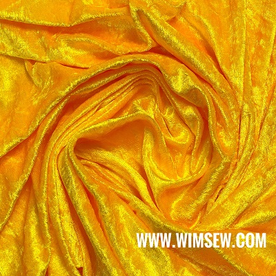 100% Polyester Crushed Velvet - Yellow - E3yell