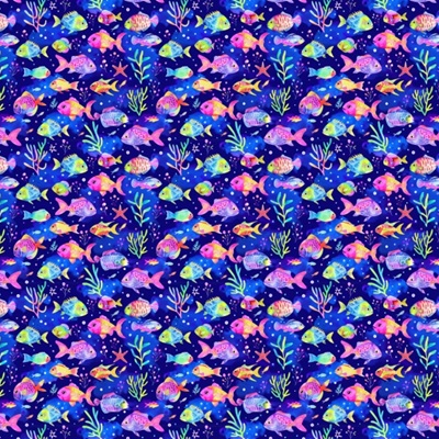100% Printed Cotton  - EM27-ESDC33 - Cotton Fish