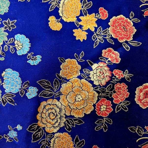 Chinese Brocade 100% Polyester - E3 Navy Floral