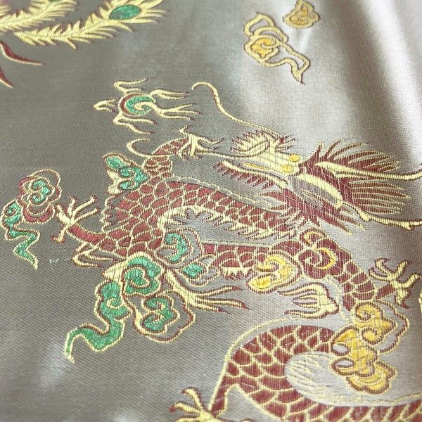 Chinese Brocade 100% Polyester - E3 Gold Dragon